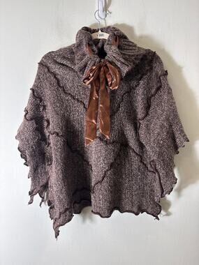 Pretty Angel Brown Short Sleeve Cowl Neck Sweater Sz L